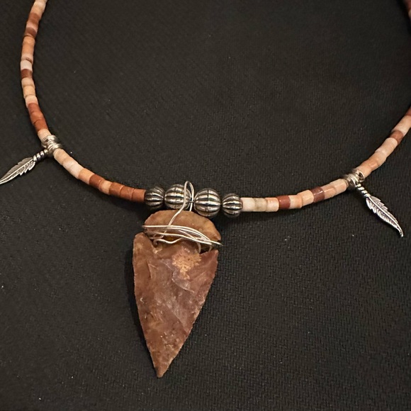 Hand Crafted “ One of a Kind” Jasper, Shell and Sterling Silver Unisex Necklace - Picture 1 of 3